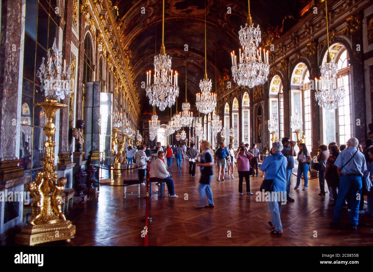 The Hall of Mirrors (Galerie des Glaces) in the Palace of Versailles, Yvelines, France Stock Photo