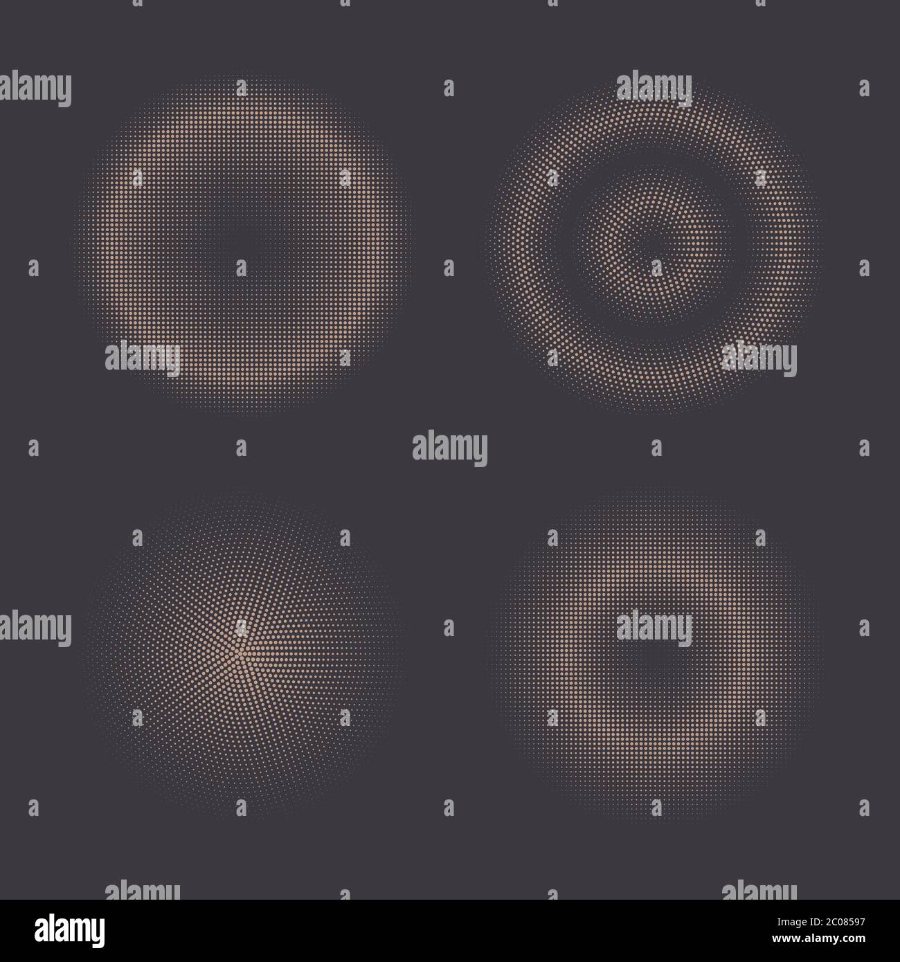 Set of halftone circles, halftone dot pattern. Stock Vector