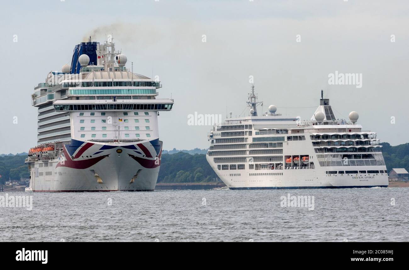 MV Britannia the P&O cruises flagship leaving Southampton docks and