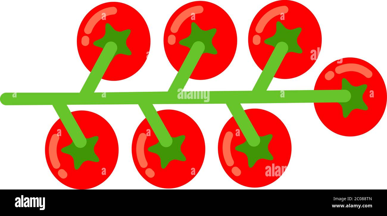 Bunch of cherry tomatoes flat icon vector isolated Stock Vector