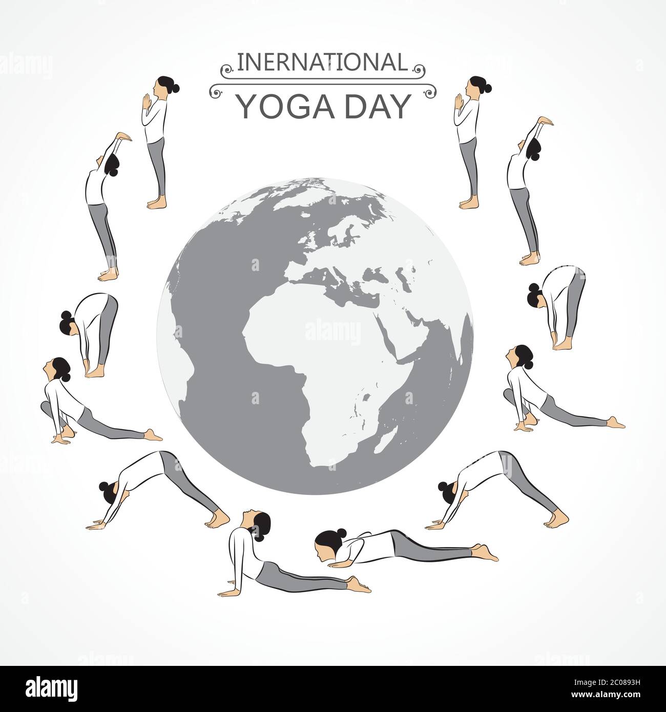 illustration of A Girl doing Sun Salutation for International Yoga Day