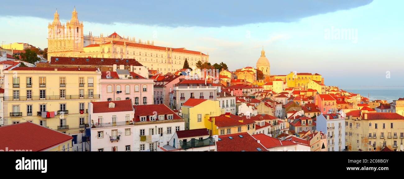 Lisbon Old Town at sunset Stock Photo - Alamy