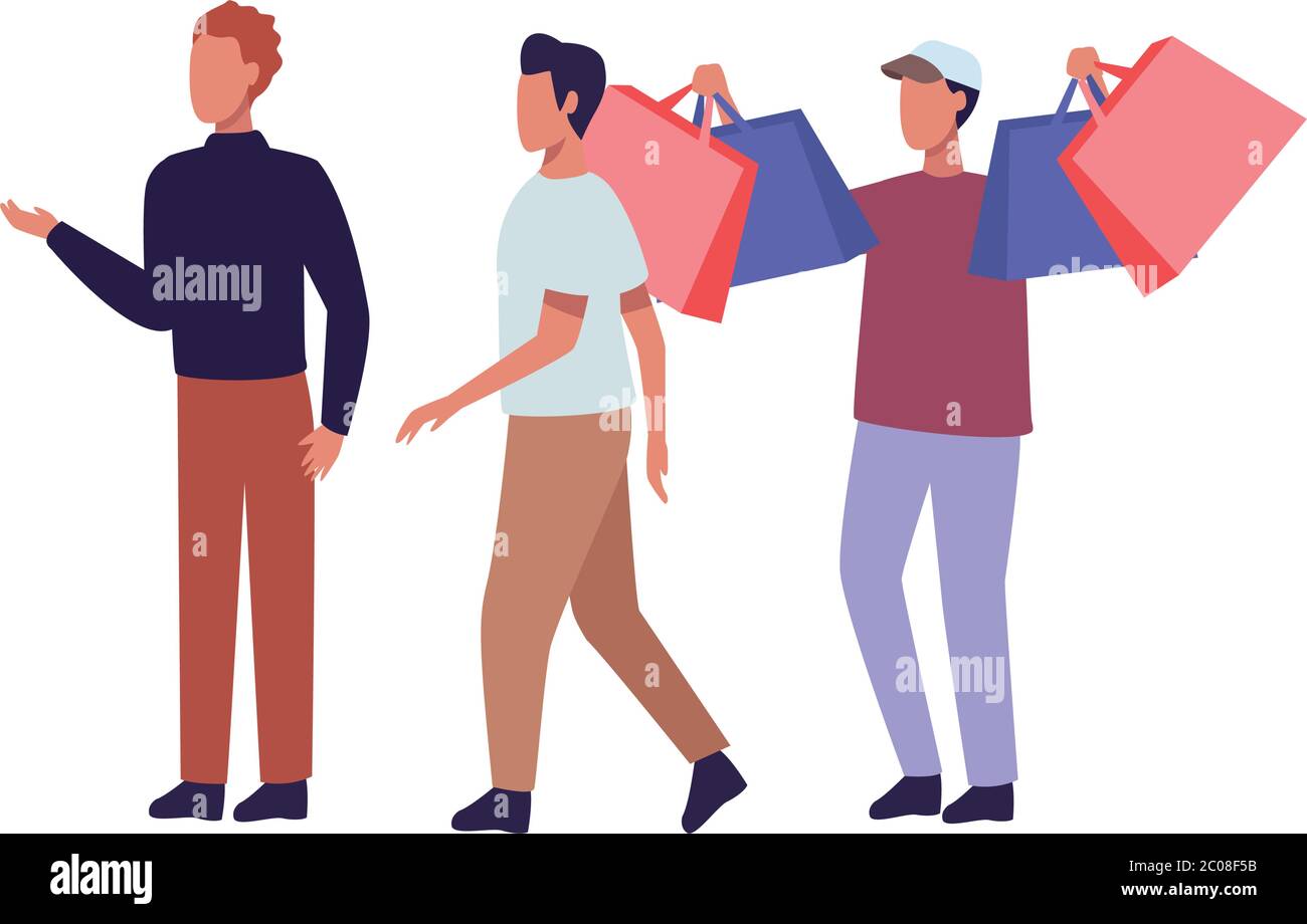 young men fashion wear characters vector illustration design Stock