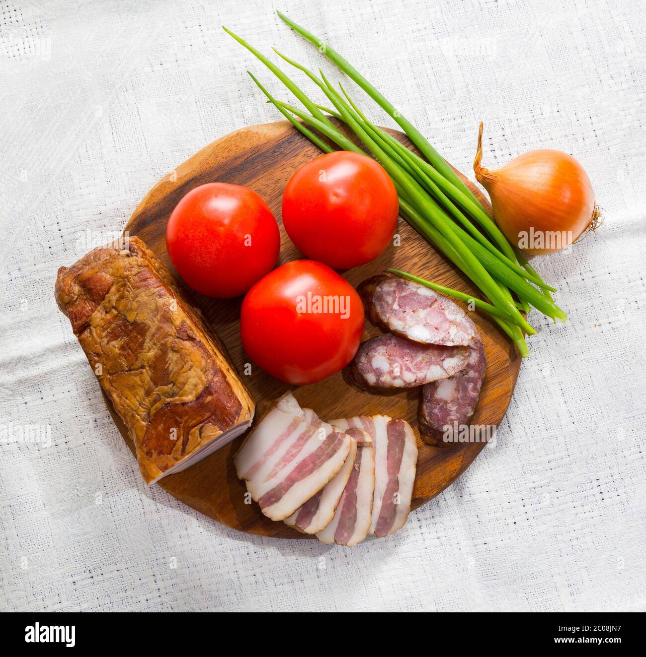 sausage, meat, vegetables Stock Photo Alamy