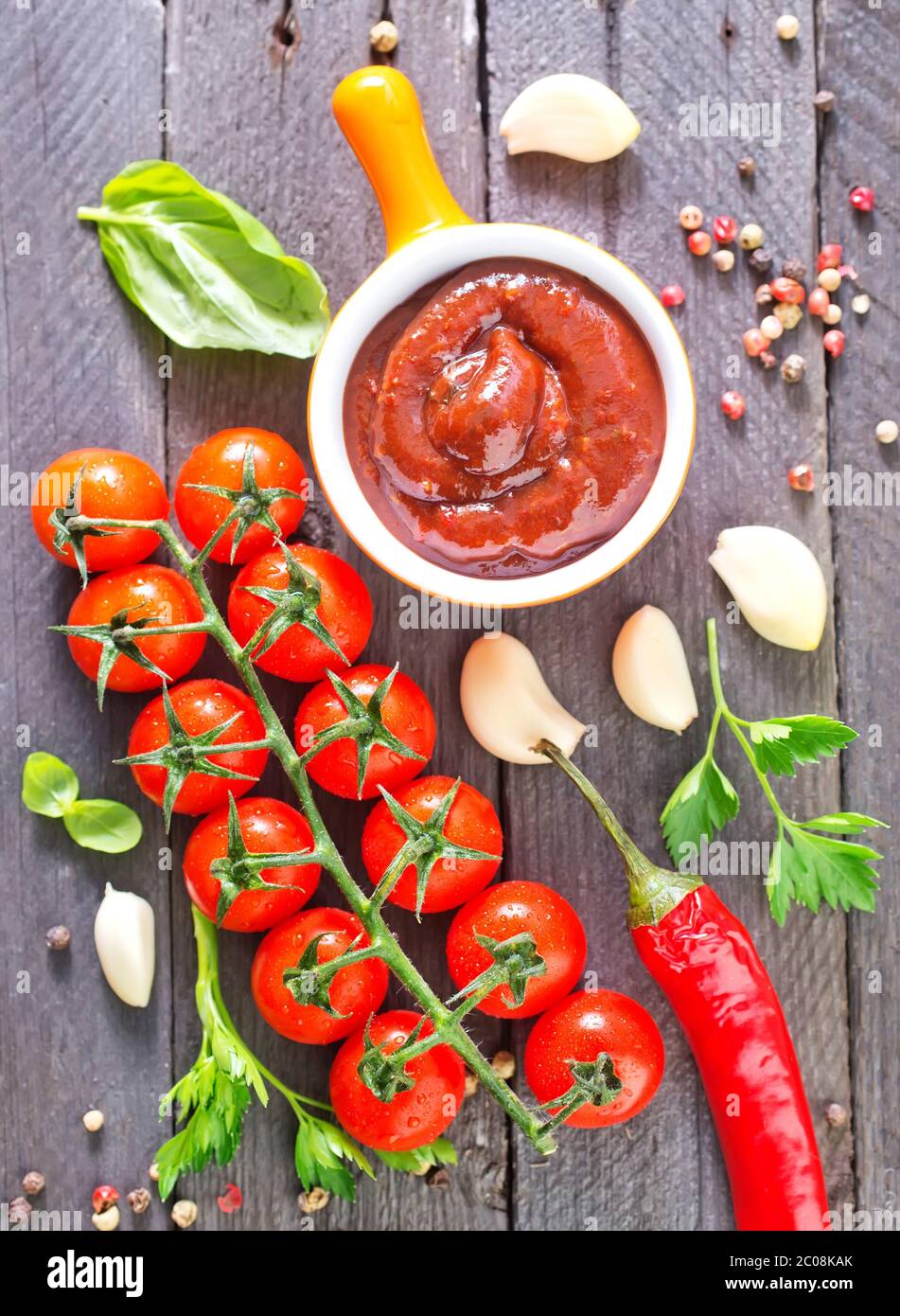 tomato sauce and spice Stock Photo Alamy