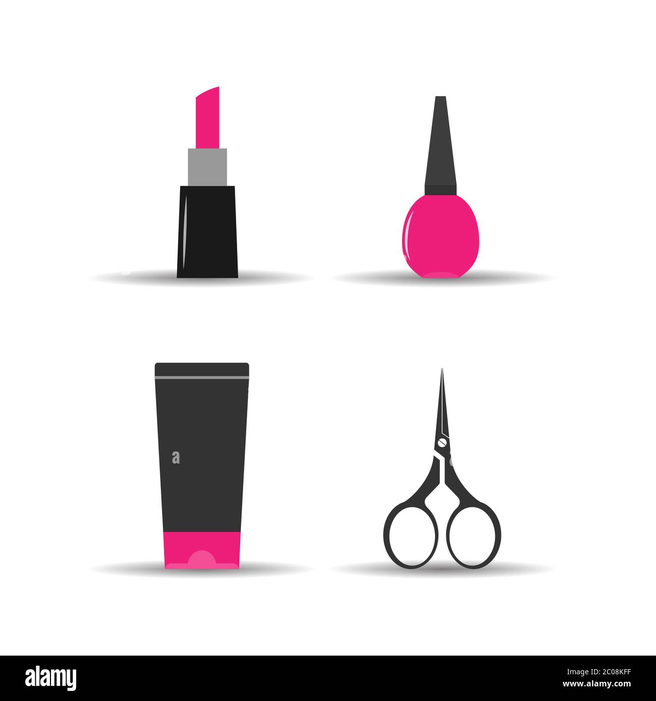 Vector illustration. Women's cosmetics set isolated on white background ...