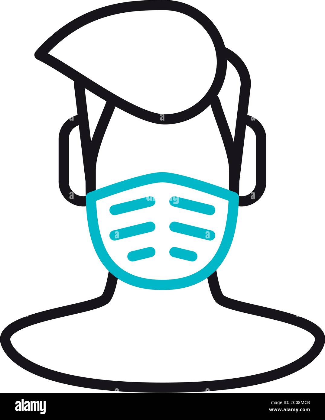 man using face mask line style icon vector illustration design Stock ...