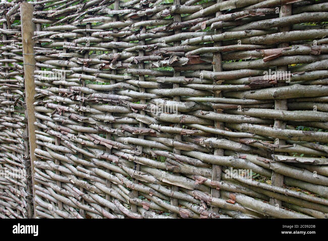 Close up of a willow hurdle fence Stock Photo
