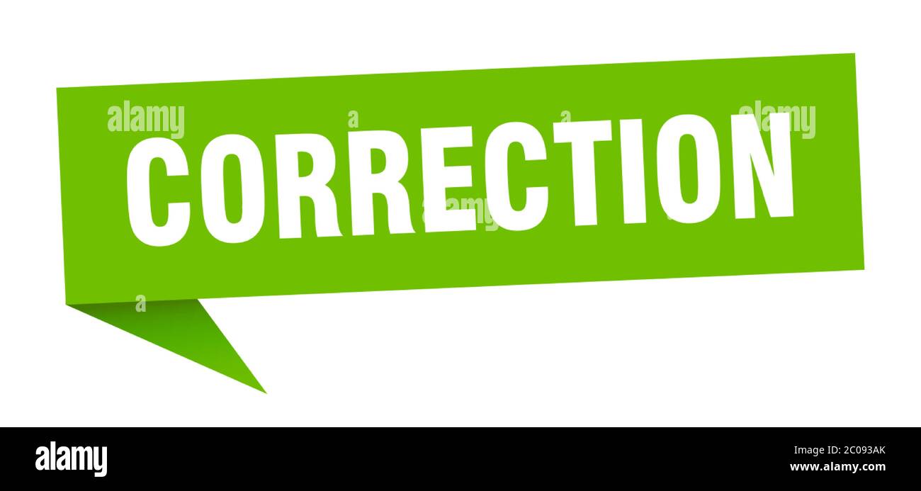 correction banner. correction speech bubble. correction sign Stock