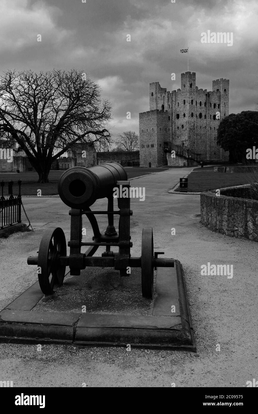 Summer view of Rochester Castle, Rochester City, Kent County, England, UK Stock Photo