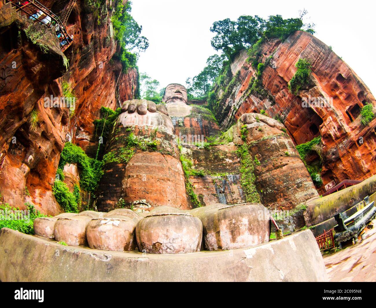 Giant Buddha in Leshan, Sichuan, China, view from bottom Stock Photo
