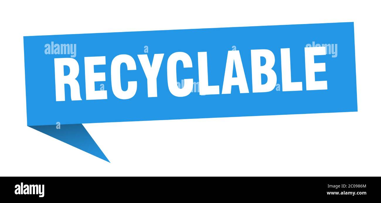 recyclable banner. recyclable speech bubble. recyclable sign Stock