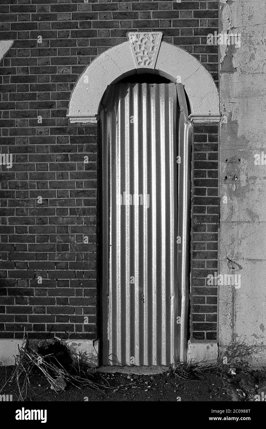 AJAXNETPHOTO. FEBRUARY, 1968. PORTSMOUTH, ENGLAND. - NO ENTRY - BOARDED UP DOORWAY OF TERRACED HOUSE SCHEDULED FOR DEMOLITION. POSSIBLY CARLISLE ROAD. PHOTO:JONATHAN EASTLAND/AJAX REF:831034 38 Stock Photo