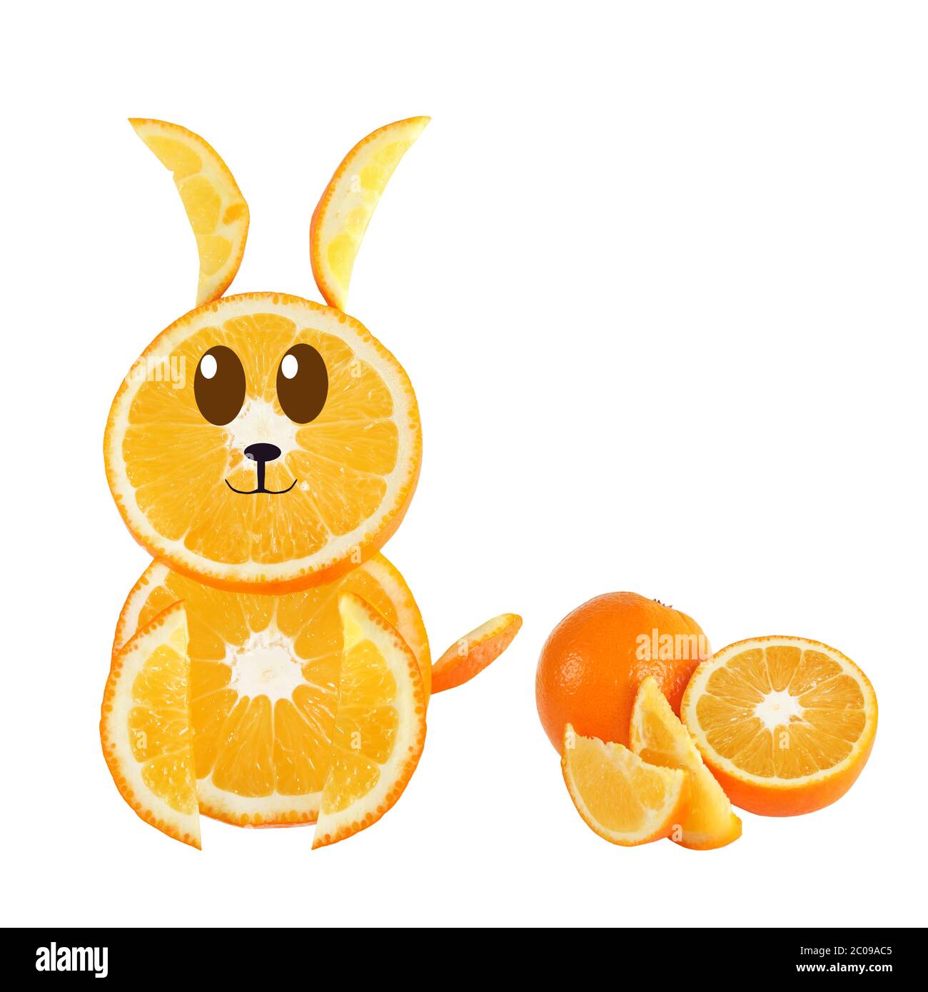 Orange Rabbit Meme Healthy eating. Funny rabbit made of the orange slices Stock Photo - Alamy