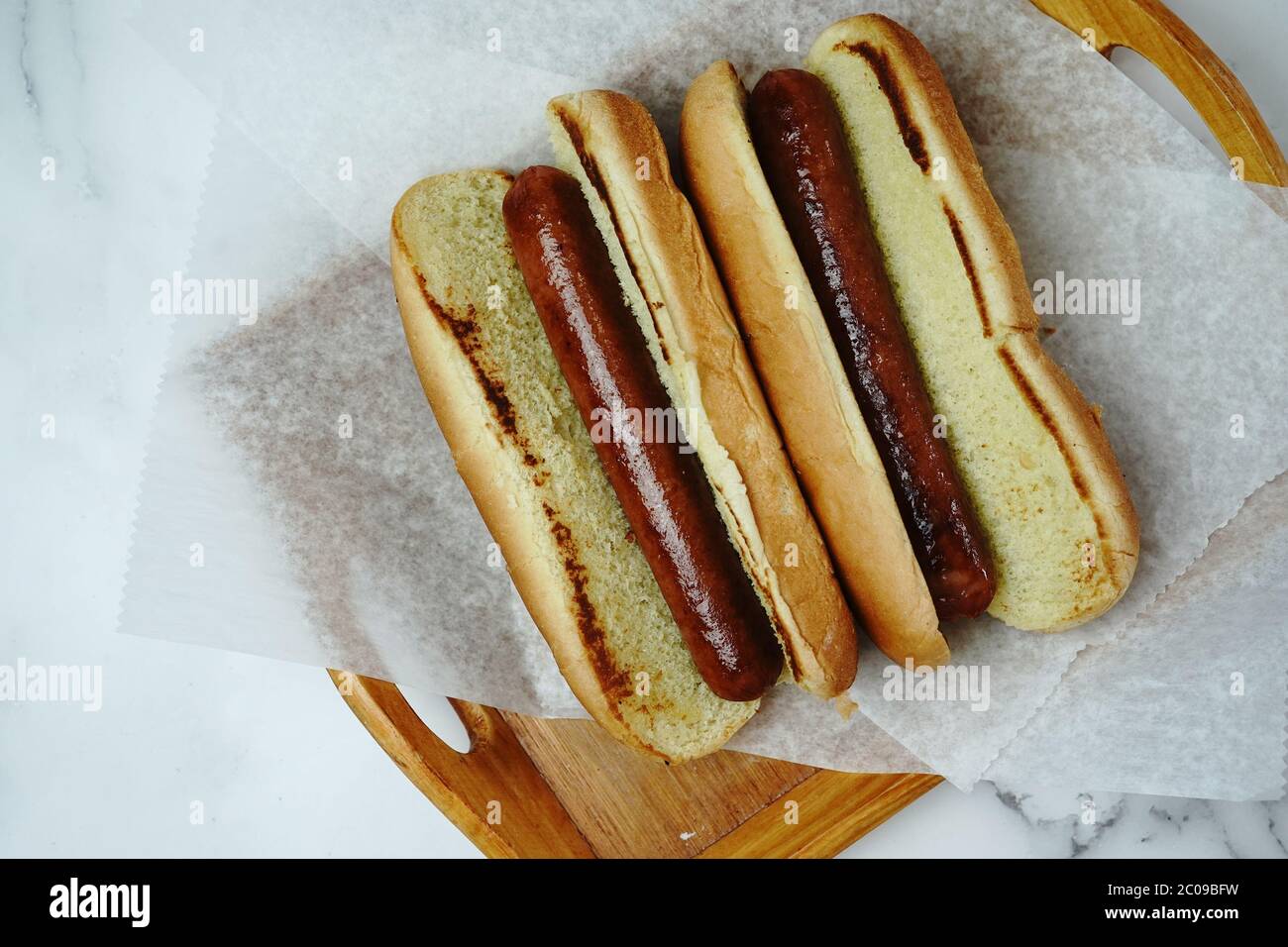 Homemade hot dogs Stock Photo