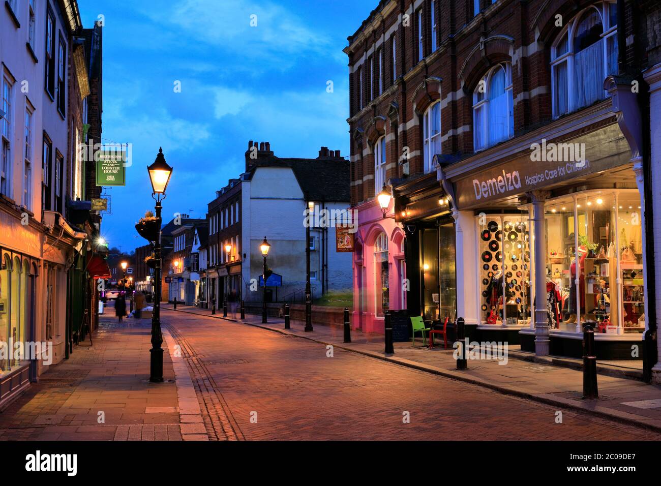 Evening view in the High Street, Rochester City, Kent County, England, UK Stock Photo