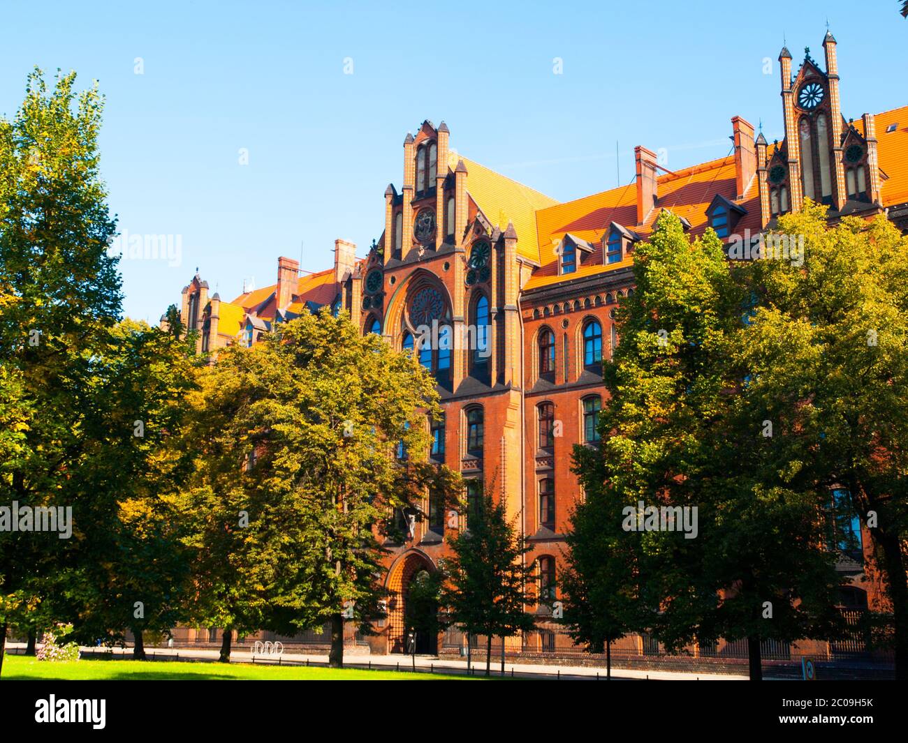 Neogothic building of Metropolitan Seminary and Papal Faculty of Theology on Cathedral Square, Wroclaw, Poland Stock Photo