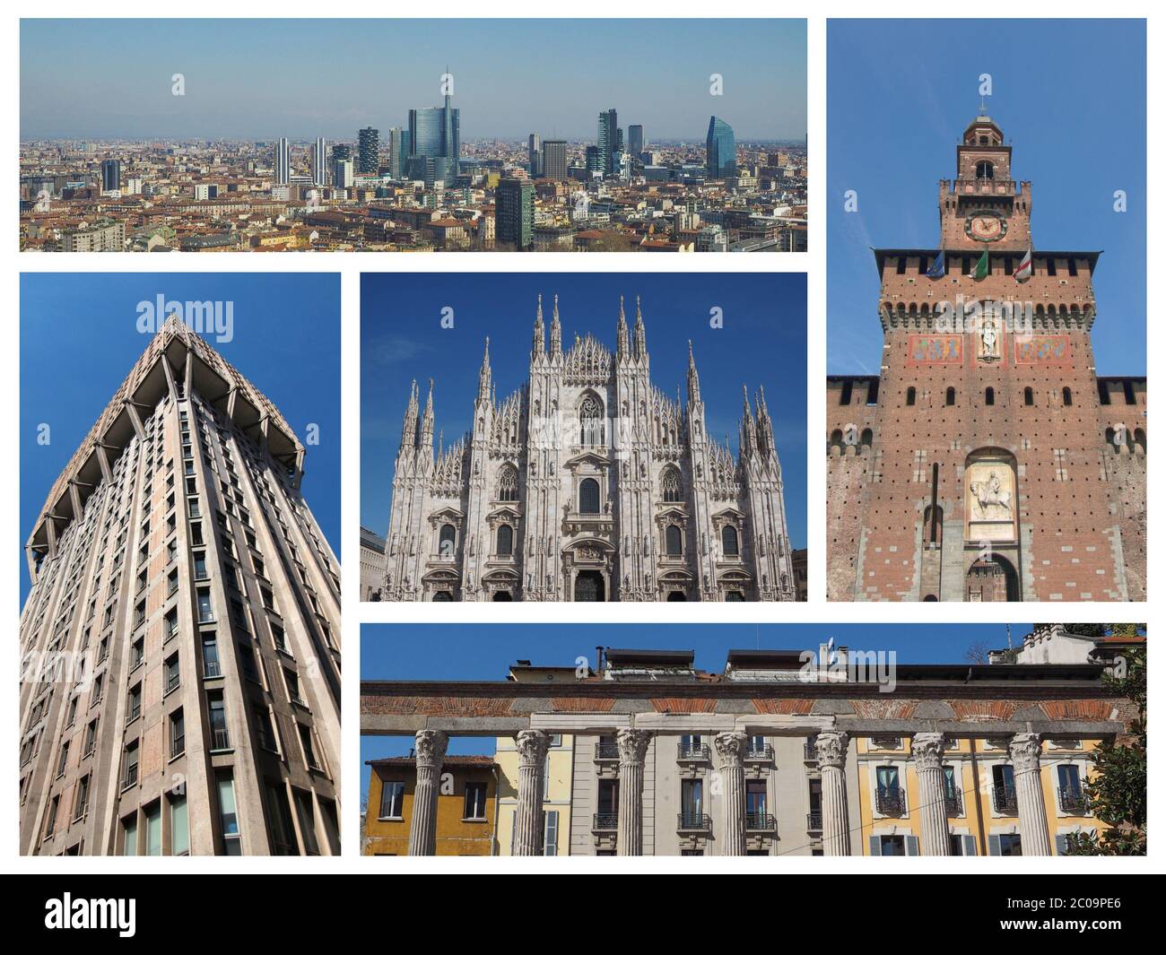 Milan landmarks collage Stock Photo
