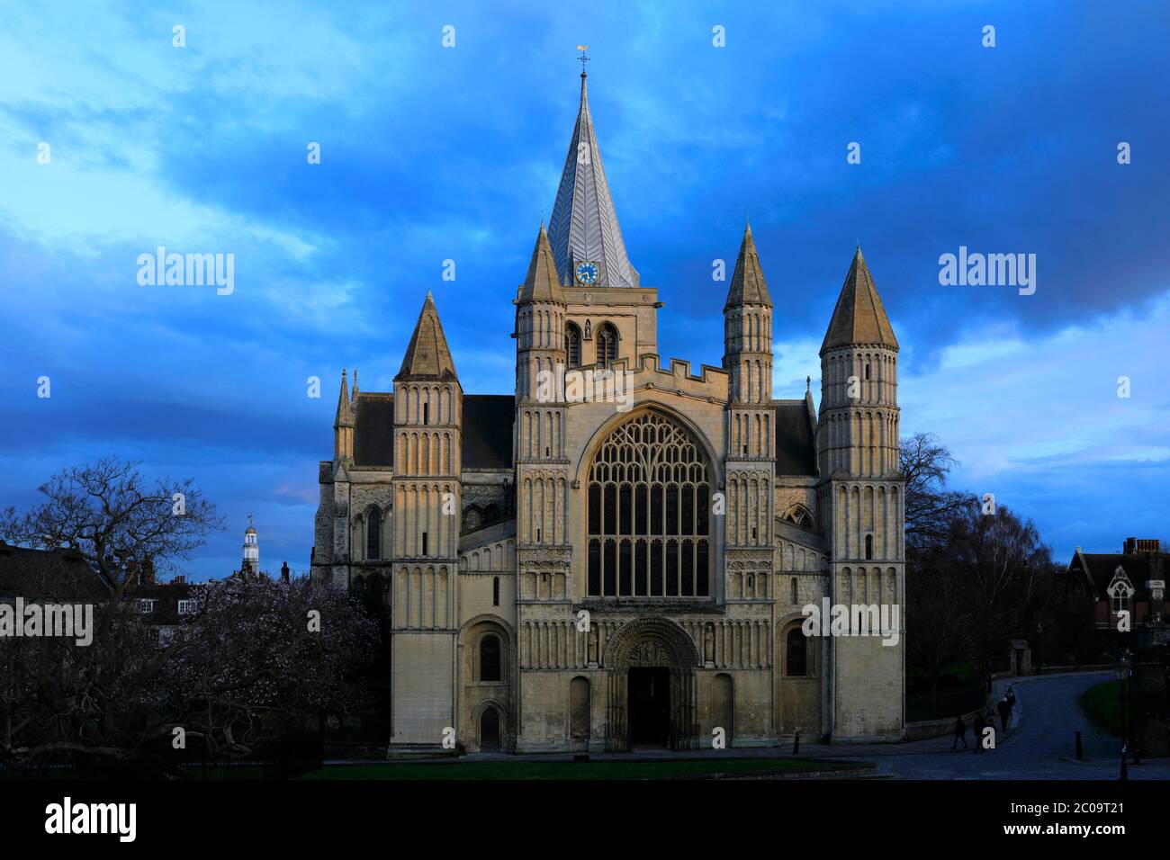 Evening view over of Rochester Cathedral, Rochester City, Kent County ...