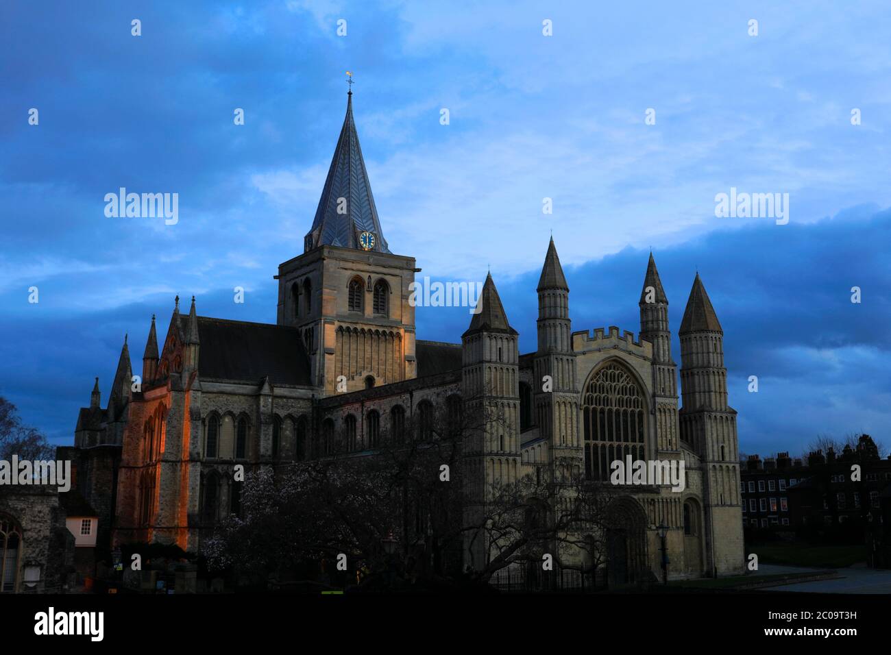 Evening view over of Rochester Cathedral, Rochester City, Kent County, England, UK Stock Photo