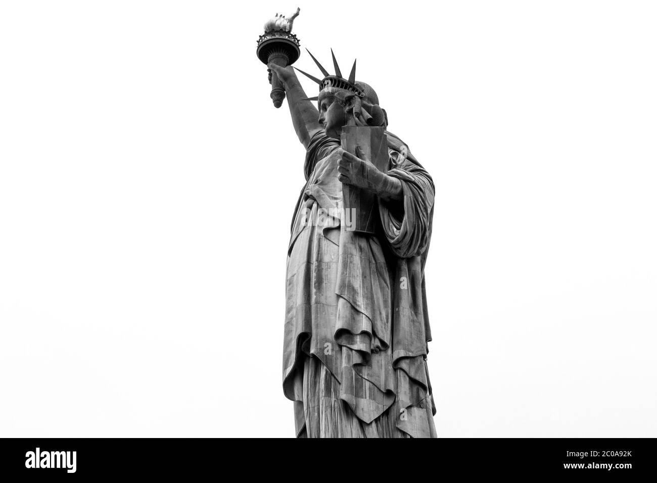 Statue of Liberty Against A White Sky Background Stock Photo Stock Photo