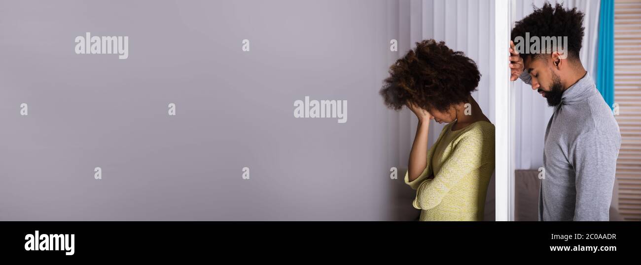 African American Couple Argue, Fight And Divorce Stock Photo