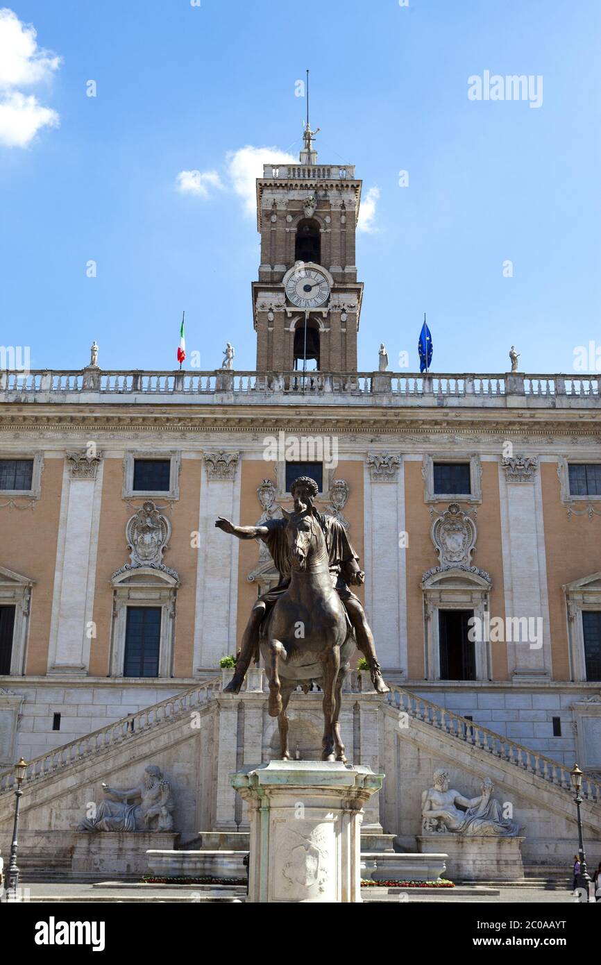 statue of Marcus Aurelius on Capitoline Hill, Rome Stock Photo