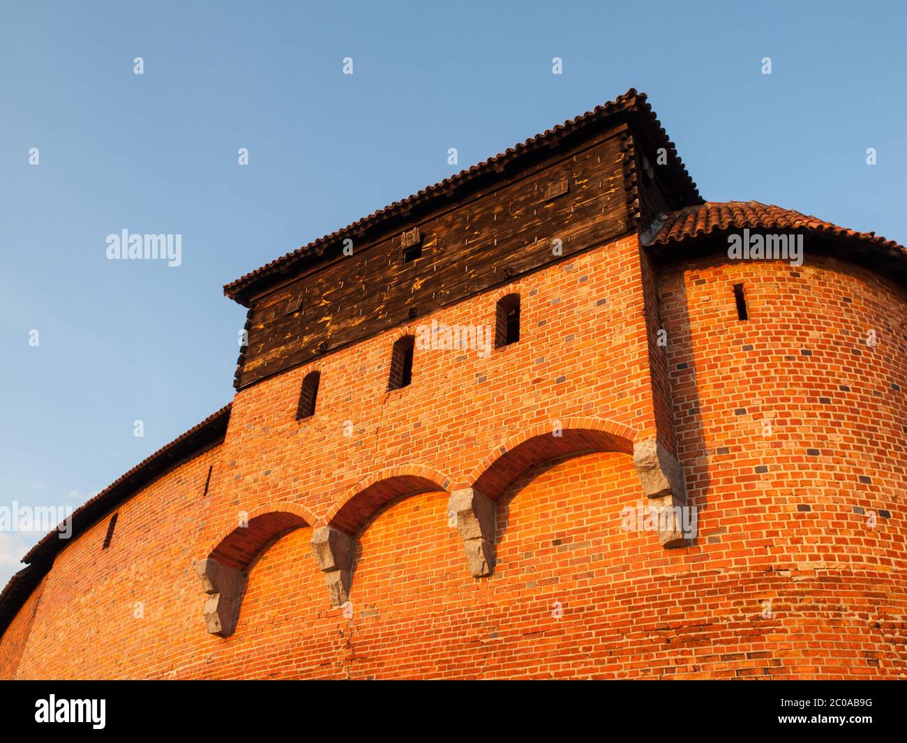 Guard tower of Teutonic Malbork Castle, Pomerania region, Poland Stock Photo