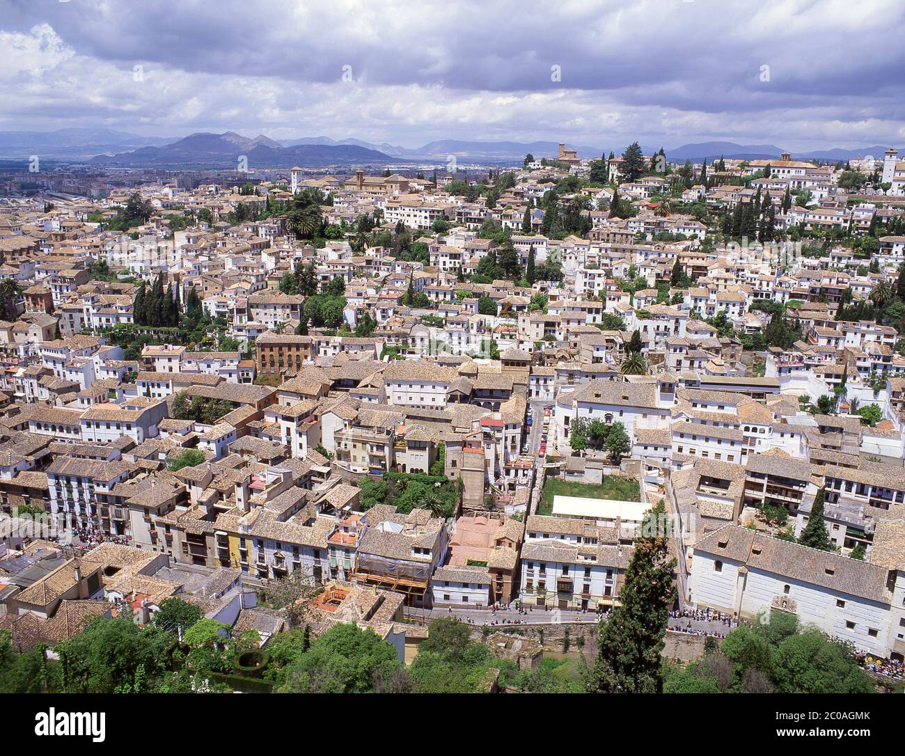 View of Old Town from Palacio Nazaries, La Alhambra, Granada, Granada Province, Andalusia, Spain Stock Photo