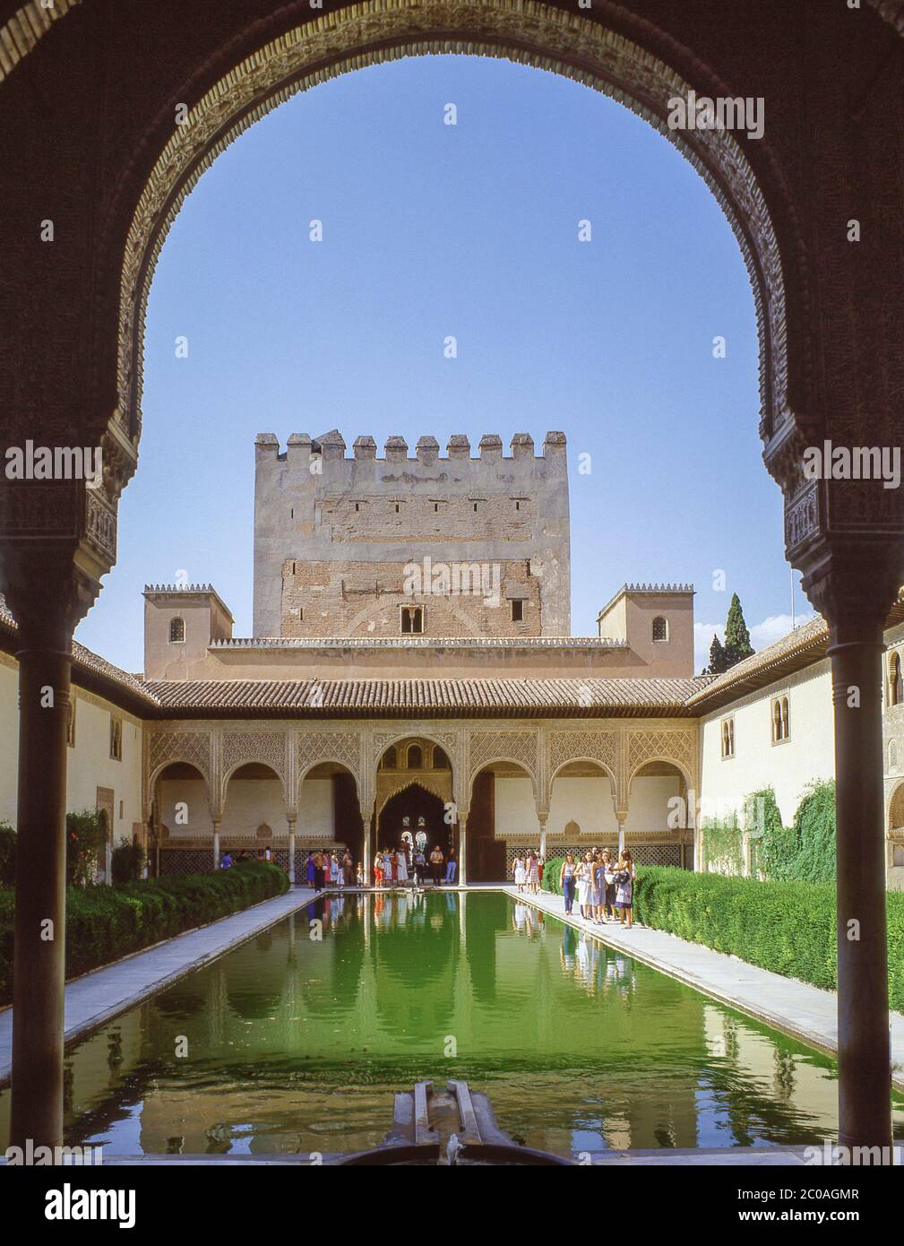 The Patio de Los Arrayanes, Palacio Nazaries, La Alhambra, Granada, Granada Province, Andalusia, Spain Stock Photo