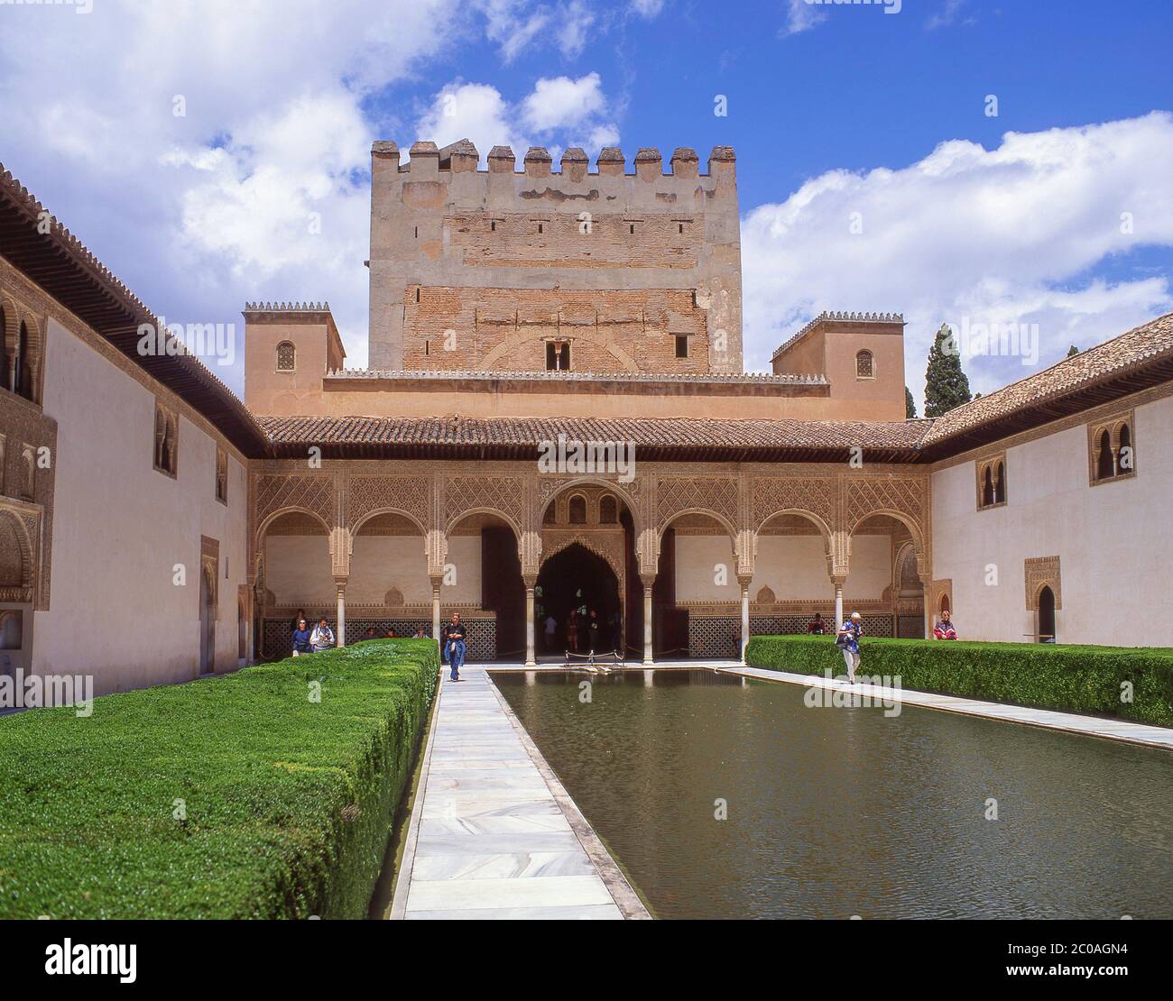 The Patio de Los Arrayanes, Palacio Nazaries, La Alhambra, Granada, Granada Province, Andalusia, Spain Stock Photo