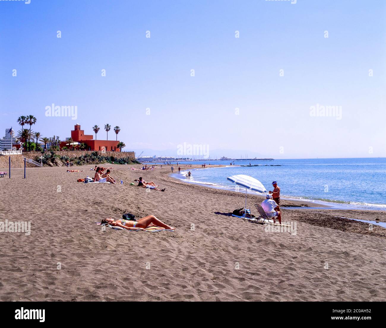 Beach view, Benalmádena, Costa del Sol, Andalucia (Andalusia), Kingdom of Spain Stock Photo