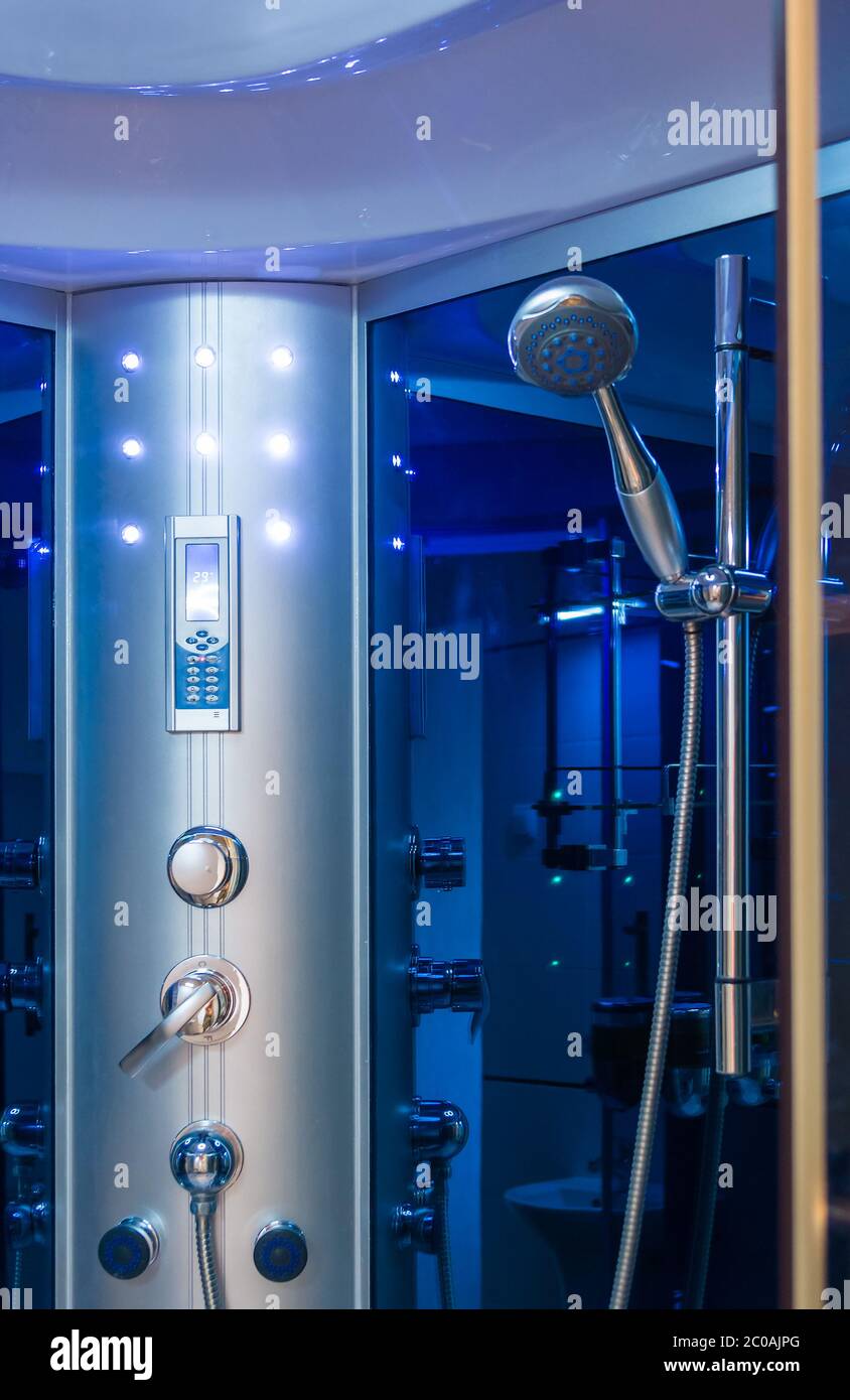 Elements of the bathroom interiormodern design, chrome details, parts