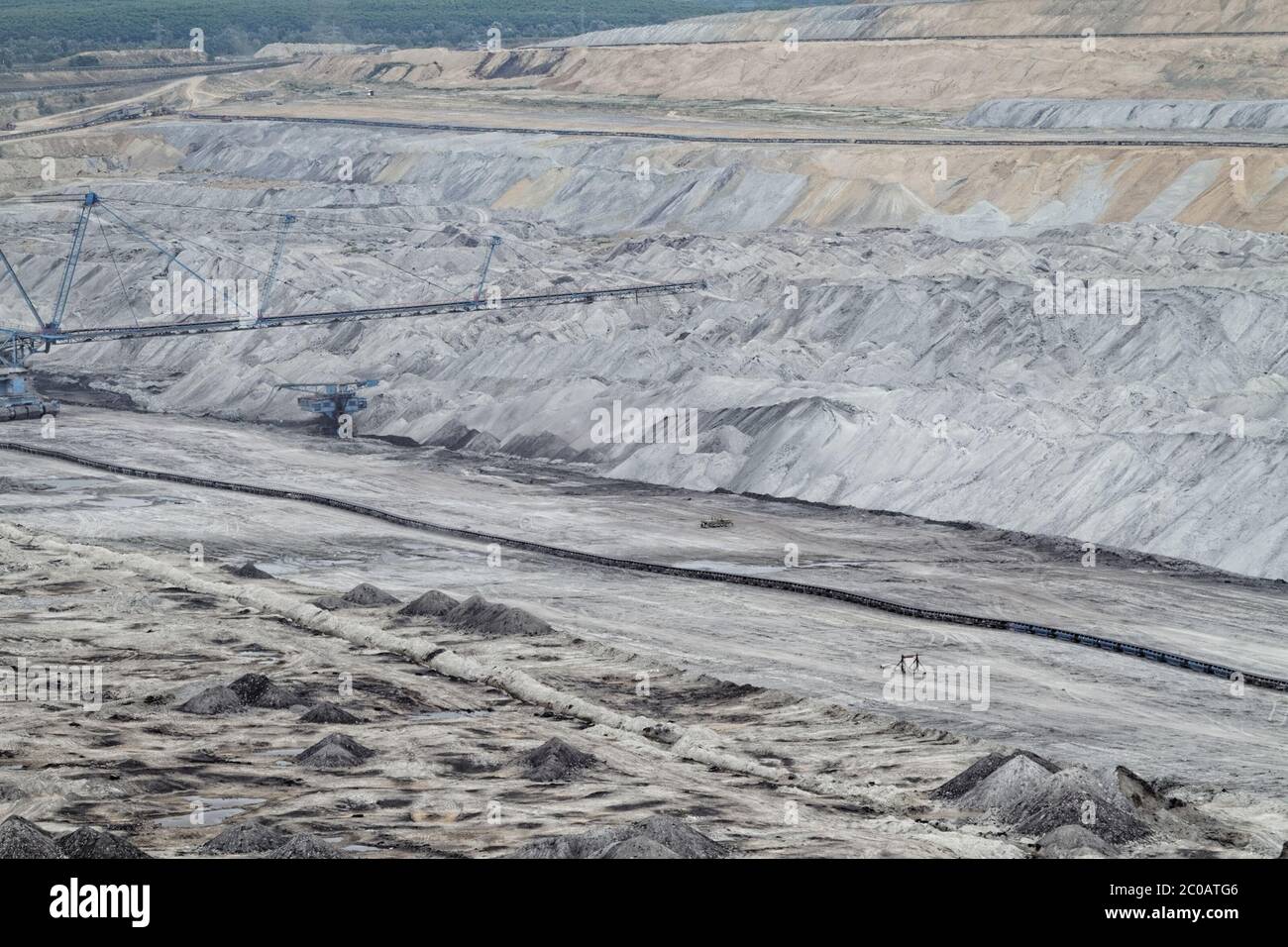 Coal mining in an open pit Stock Photo