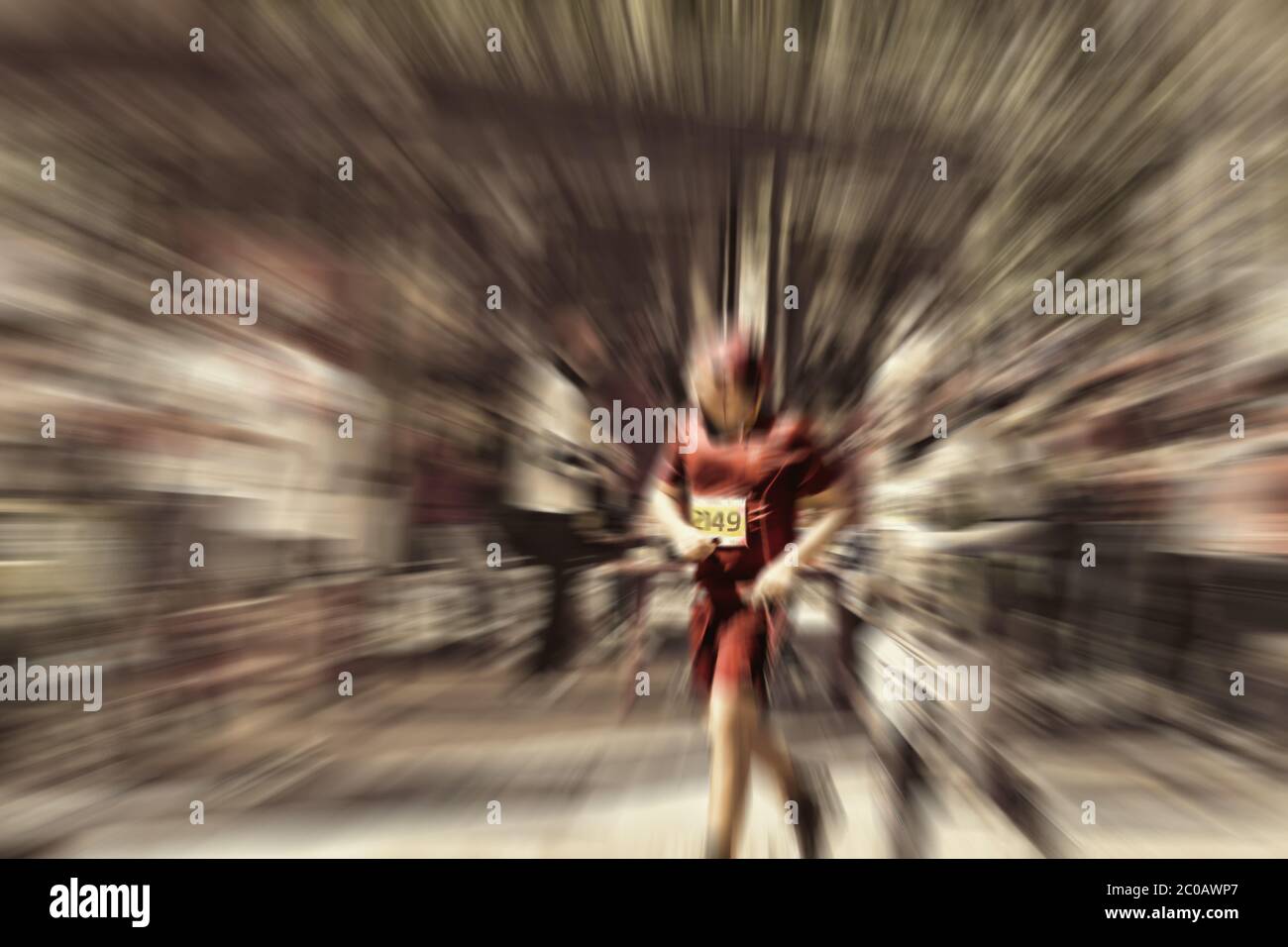 Abstract background. Marathon with the participation of disabled persons in wheelchair - motion blurred image. Stock Photo