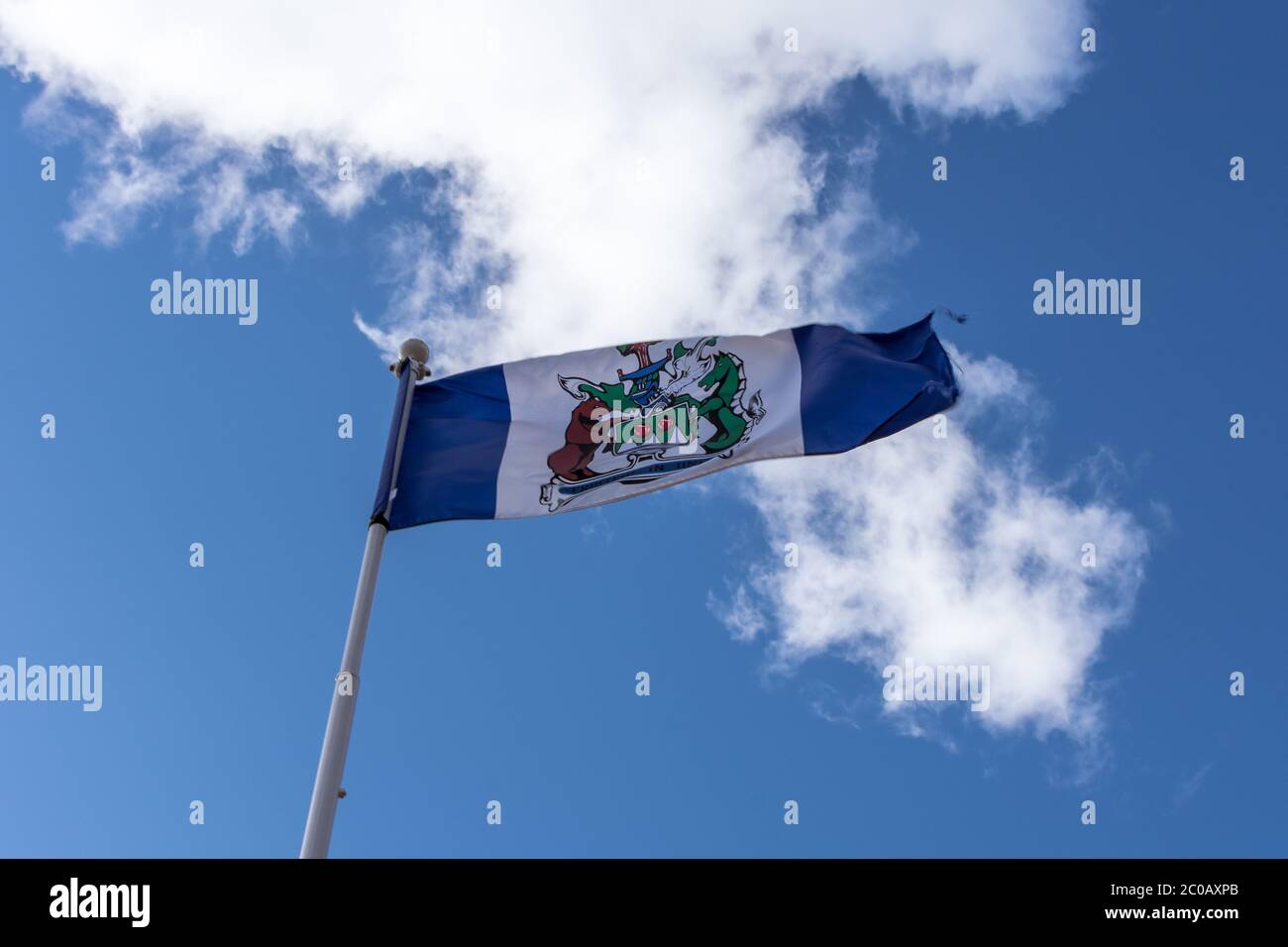 Kelowna, BC, Canada Flag Waving In The Wind Stock Photo Alamy