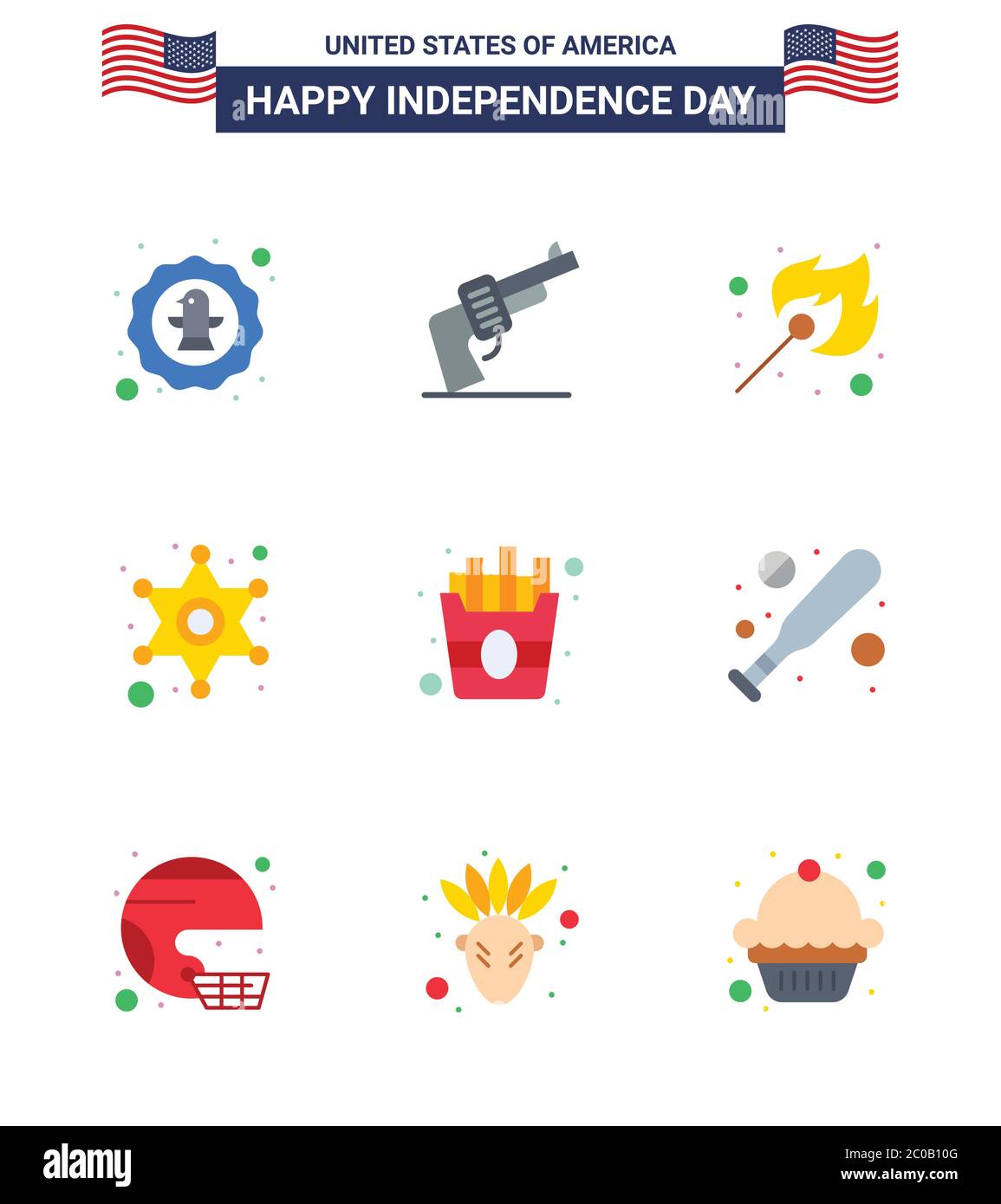 9 Creative USA Icons Modern Independence Signs and 4th July Symbols of ...