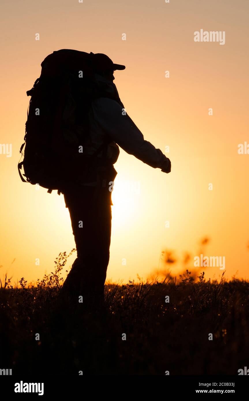 Active male tourist backpack walking hi-res stock photography and ...