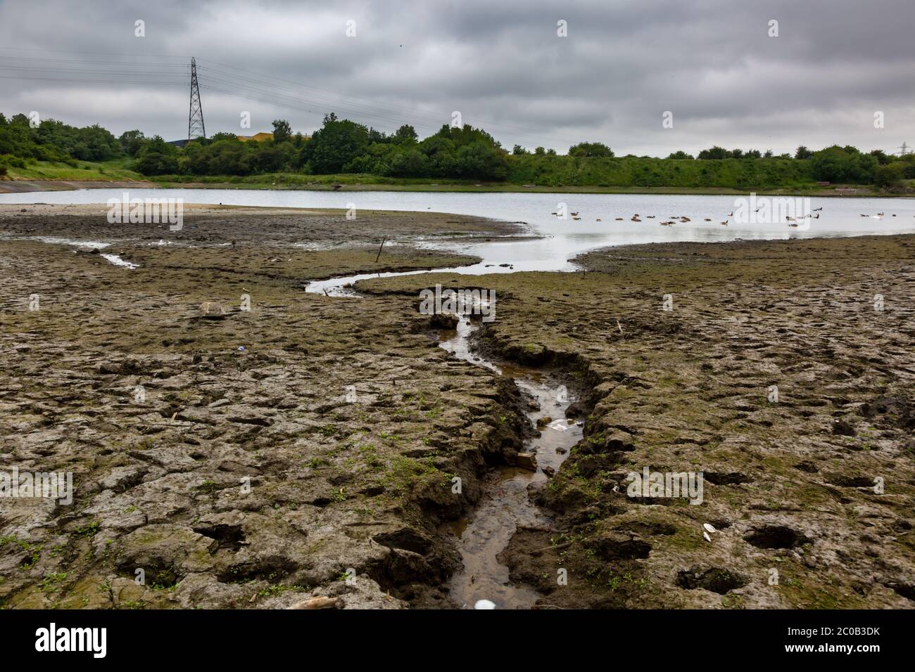 Low water at Fens Pool, Brierley Hill, West Midlands, UK Stock Photo