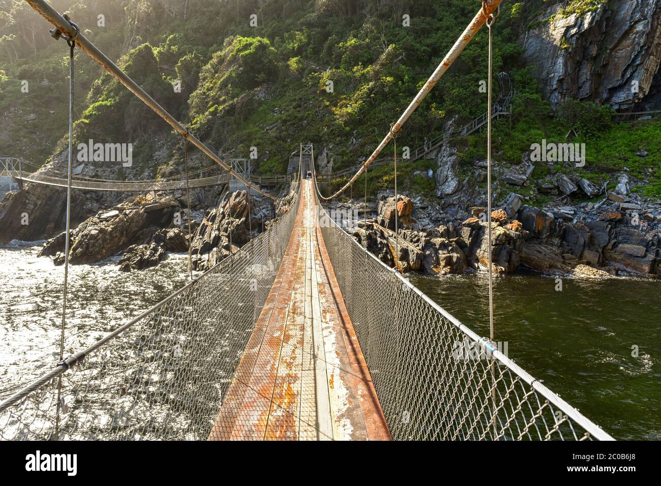 Storms River Suspension Bridge at Garden Route (Tsitsikamma) National Park, South Africa Stock Photo