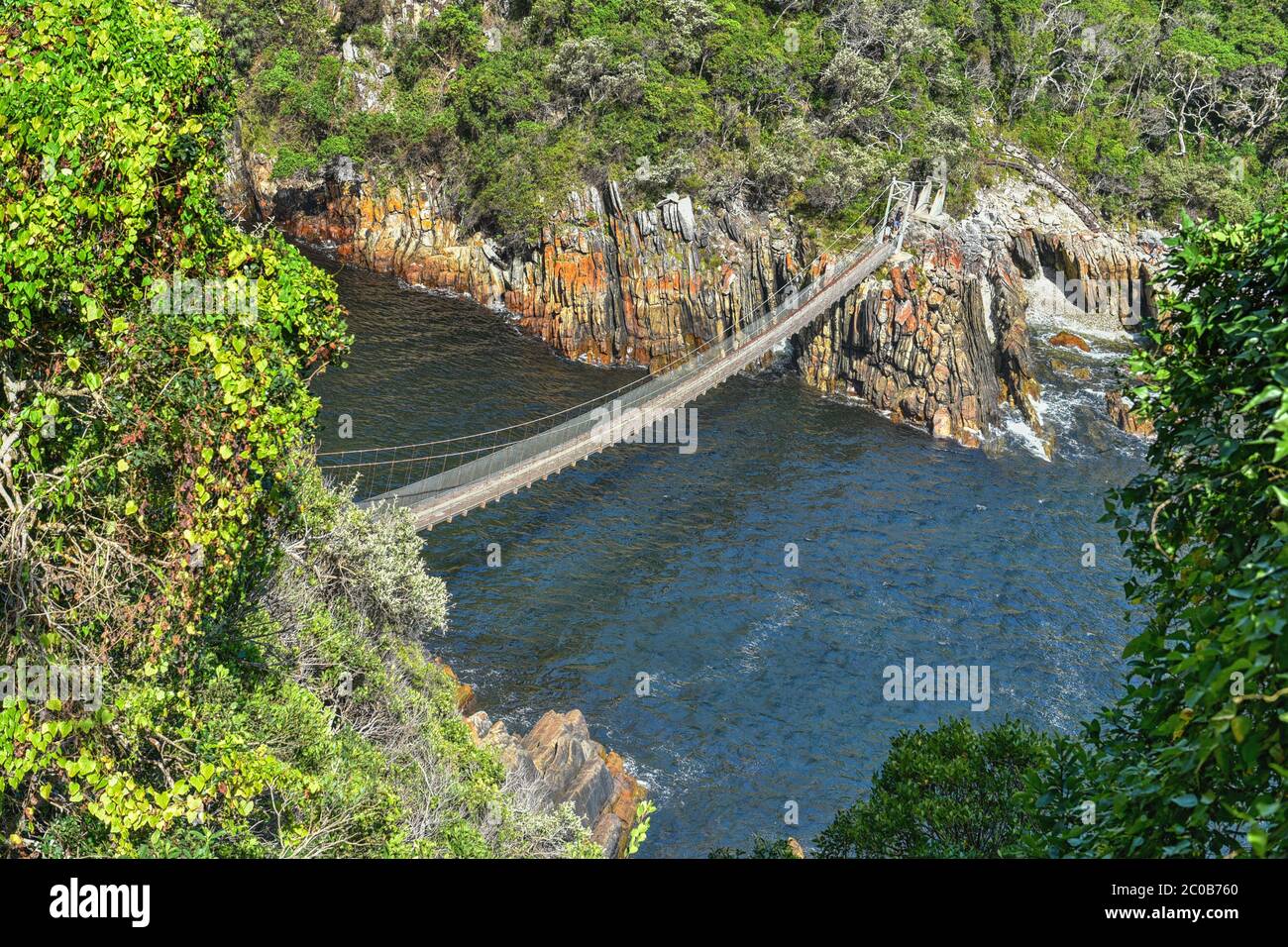 Storms River Suspension Bridge at Garden Route (Tsitsikamma) National Park, South Africa Stock Photo