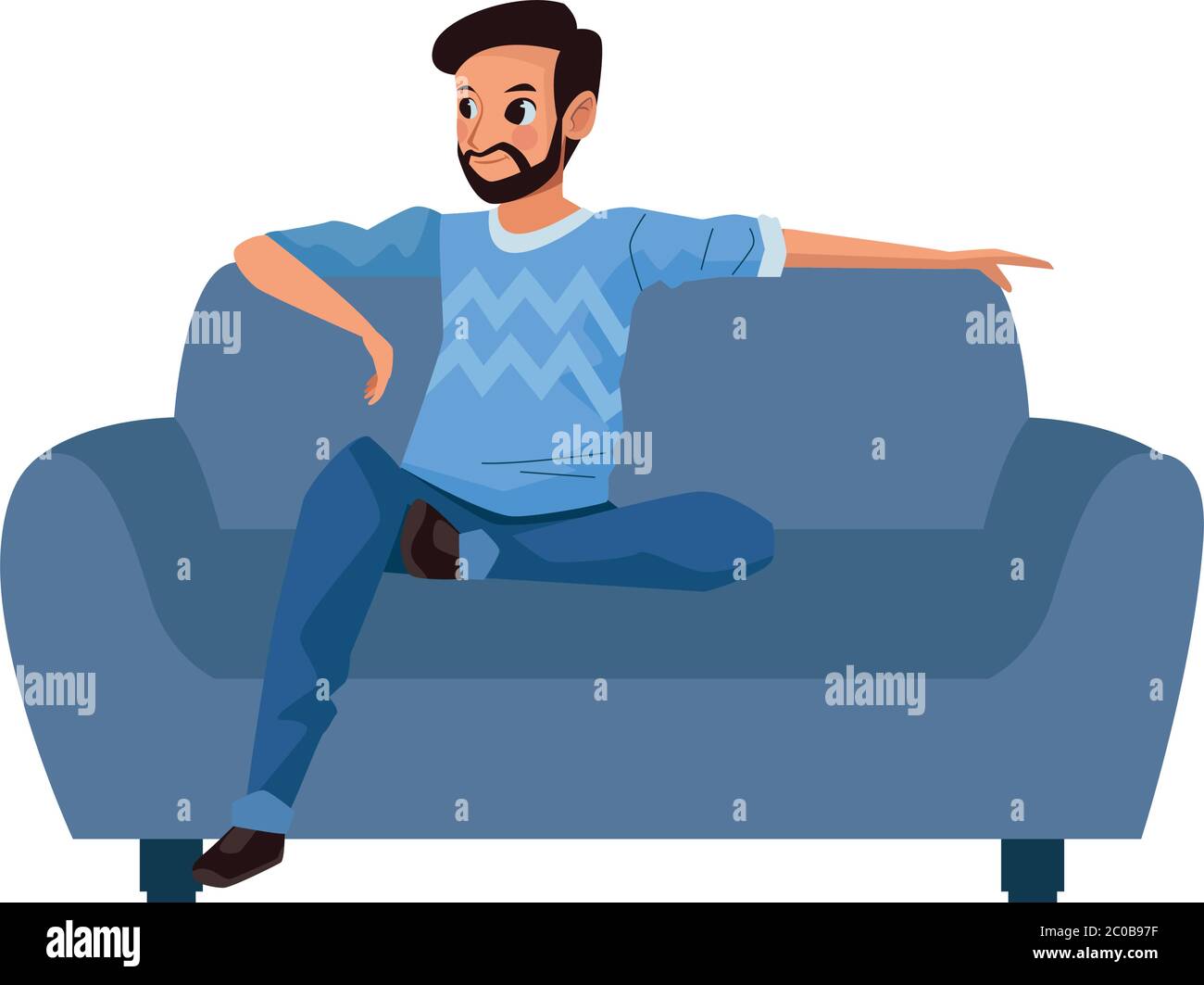young man male relaxing in sofa vector illustration design Stock Vector ...
