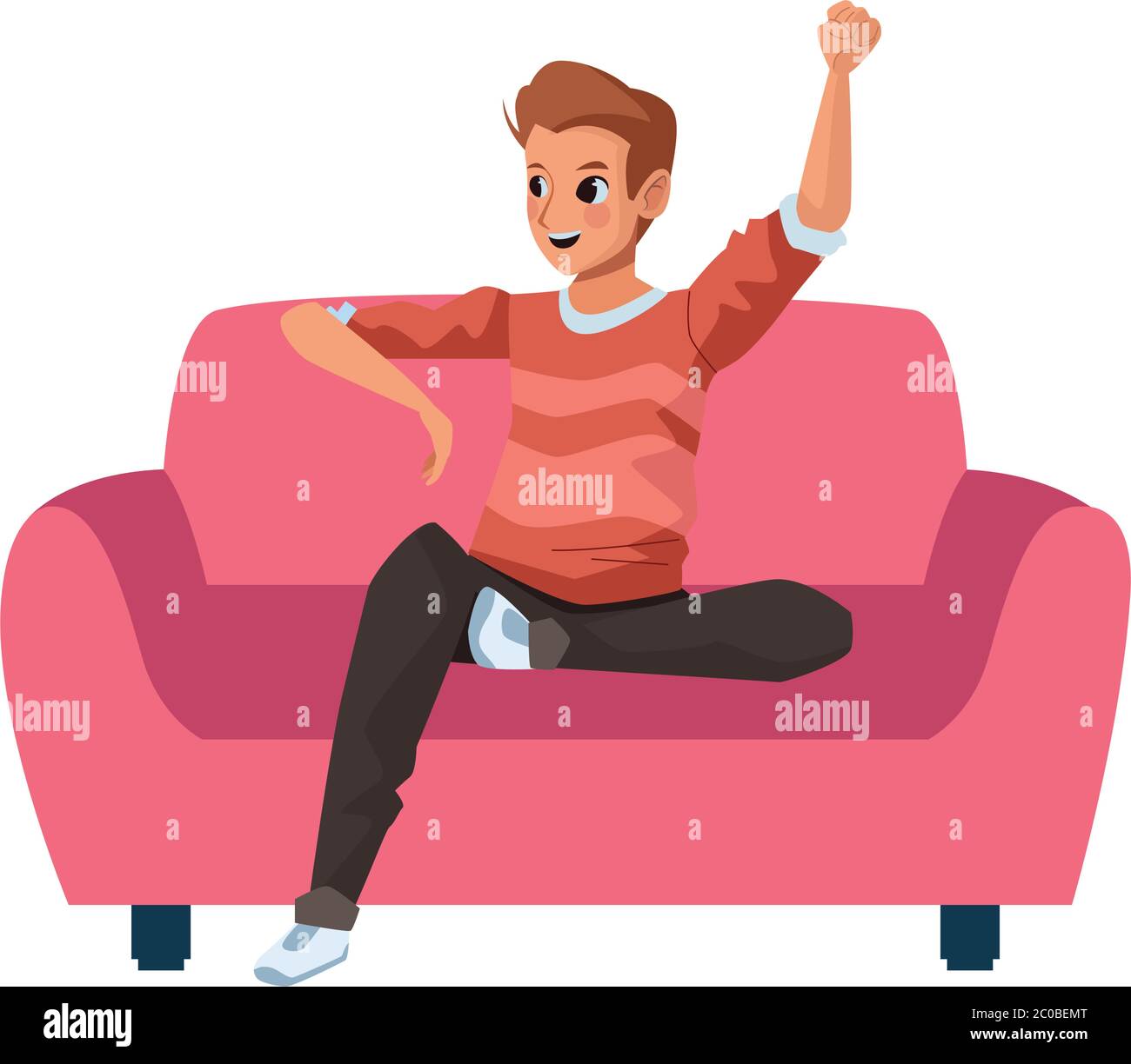 young man male relaxing in sofa vector illustration design Stock Vector
