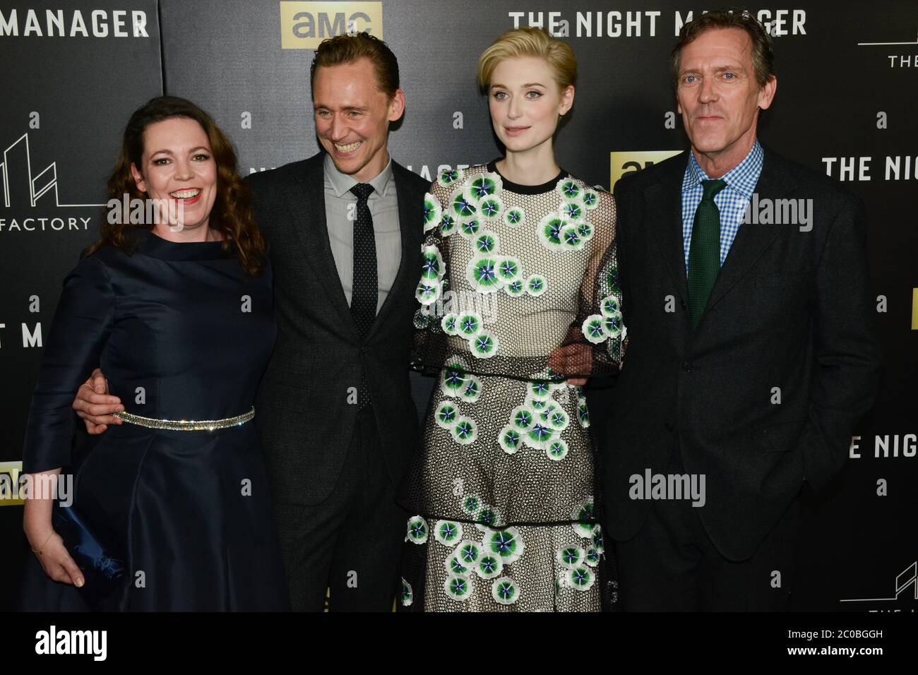 April 5, 2016, Hollywood, California, USA: Olivia Coleman, Tom Hiddleston, Elizabeth Debicki and Hugh Laurie attends the Premiere Of AMC's ''The Night Manager'' held at DGA Theater. (Credit Image: © Billy Bennight/ZUMA Wire) Stock Photo