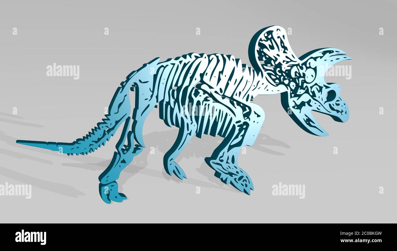 Dinosaur Skeleton From A Perspective On The Wall A Thick Sculpture Made Of Metallic Materials Of 3d Rendering Stock Photo Alamy