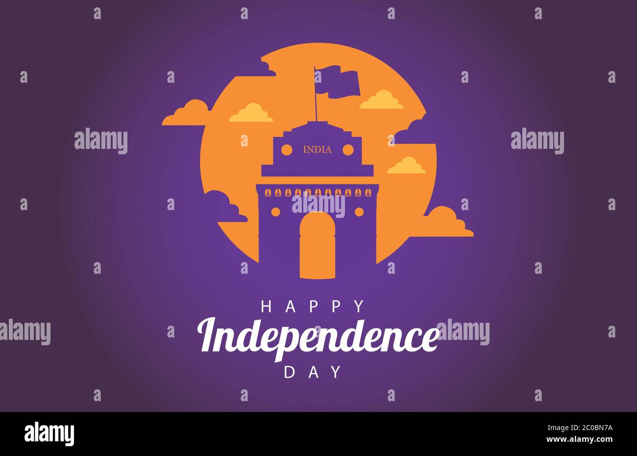 india happy independence day celebration card with temple arch vector ...