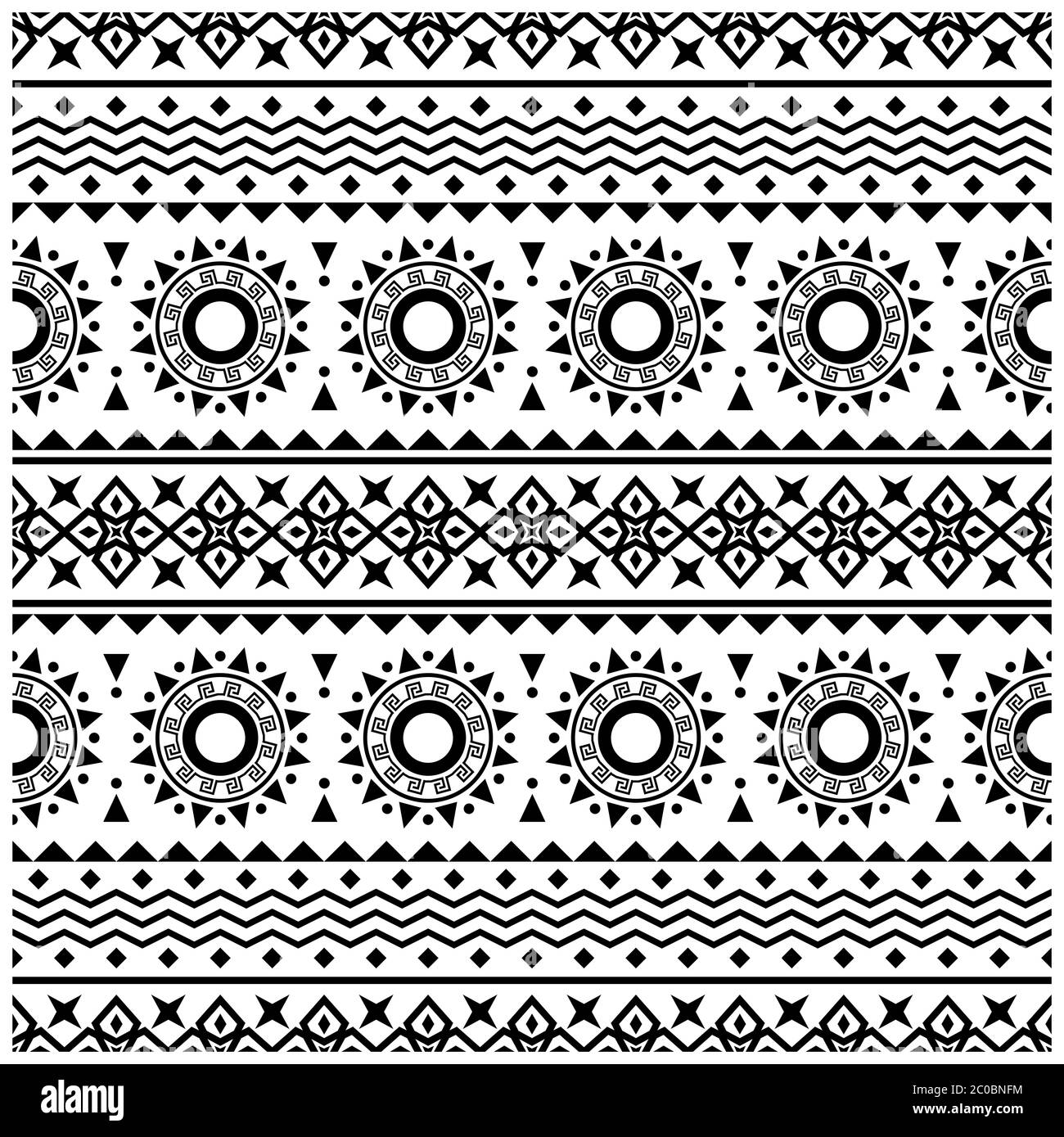 Seamless ethnic pattern traditional illustration design vector in black ...