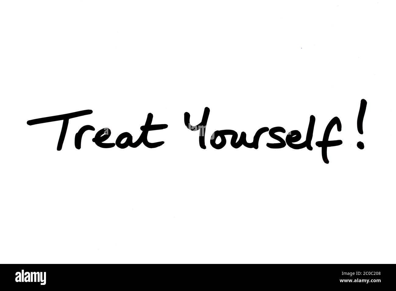 Treat Yourself! handwritten on a white background Stock Photo - Alamy