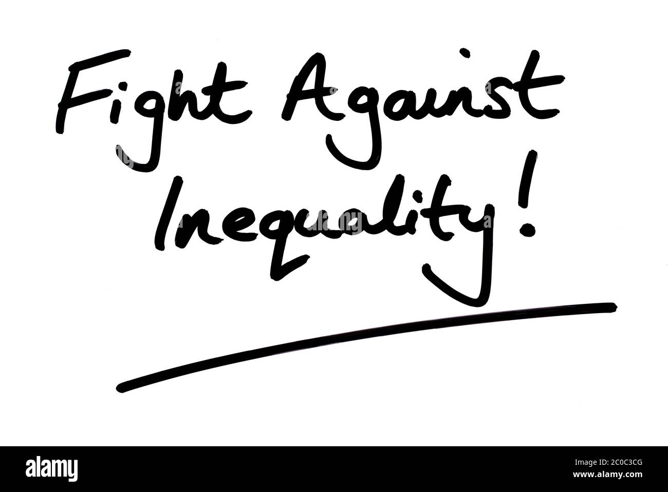 Fight Against Inequality handwritten on a white background Stock Photo