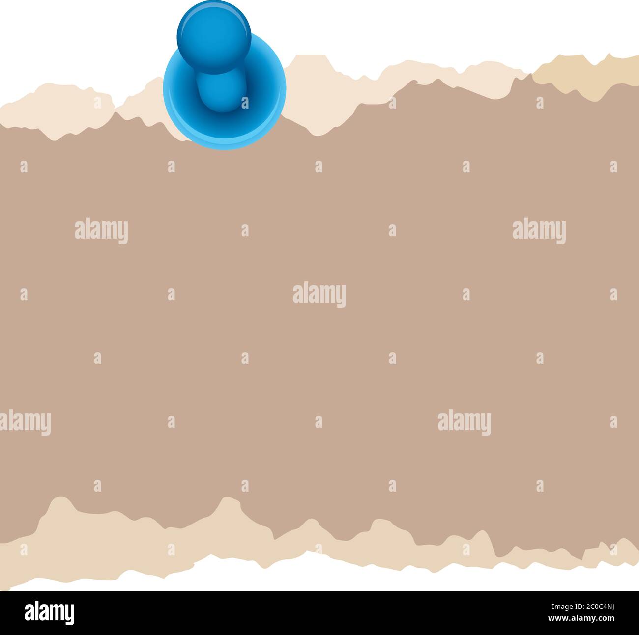 paper note sepia color with pin stick vector illustration design Stock ...
